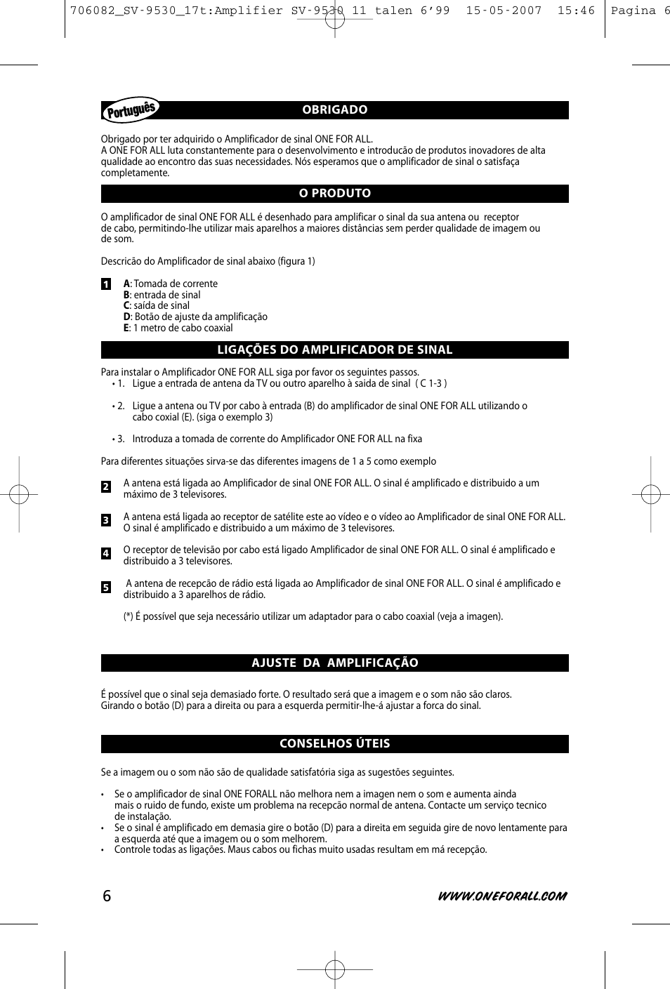 Portugu ês | One for All SV-9530 User Manual | Page 8 / 26