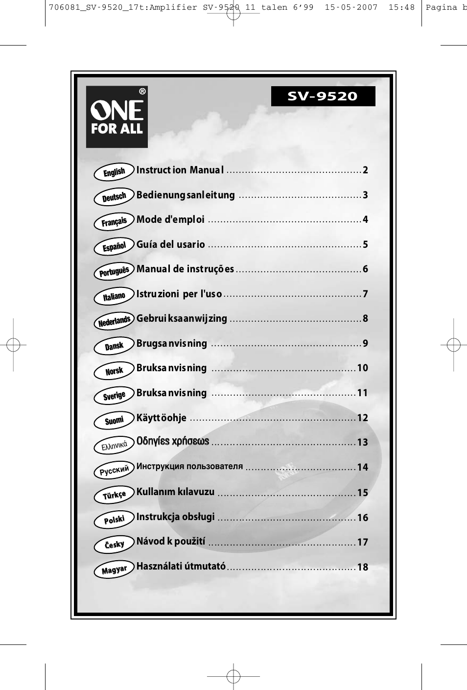 One for All SV-9520 User Manual | 26 pages