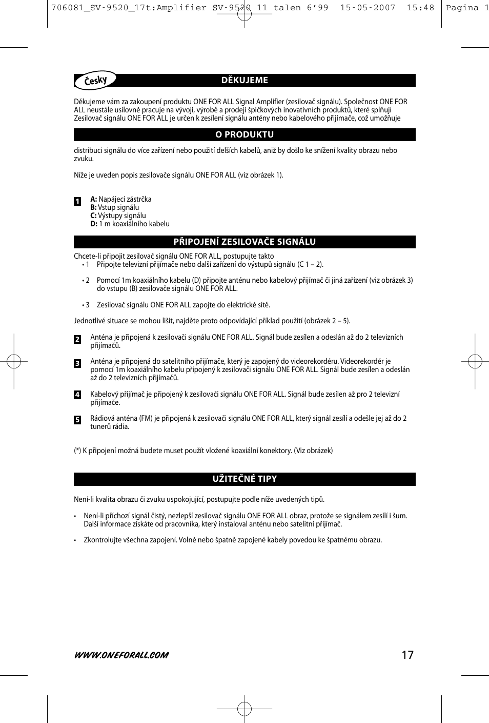 One for All SV-9520 User Manual | Page 19 / 26