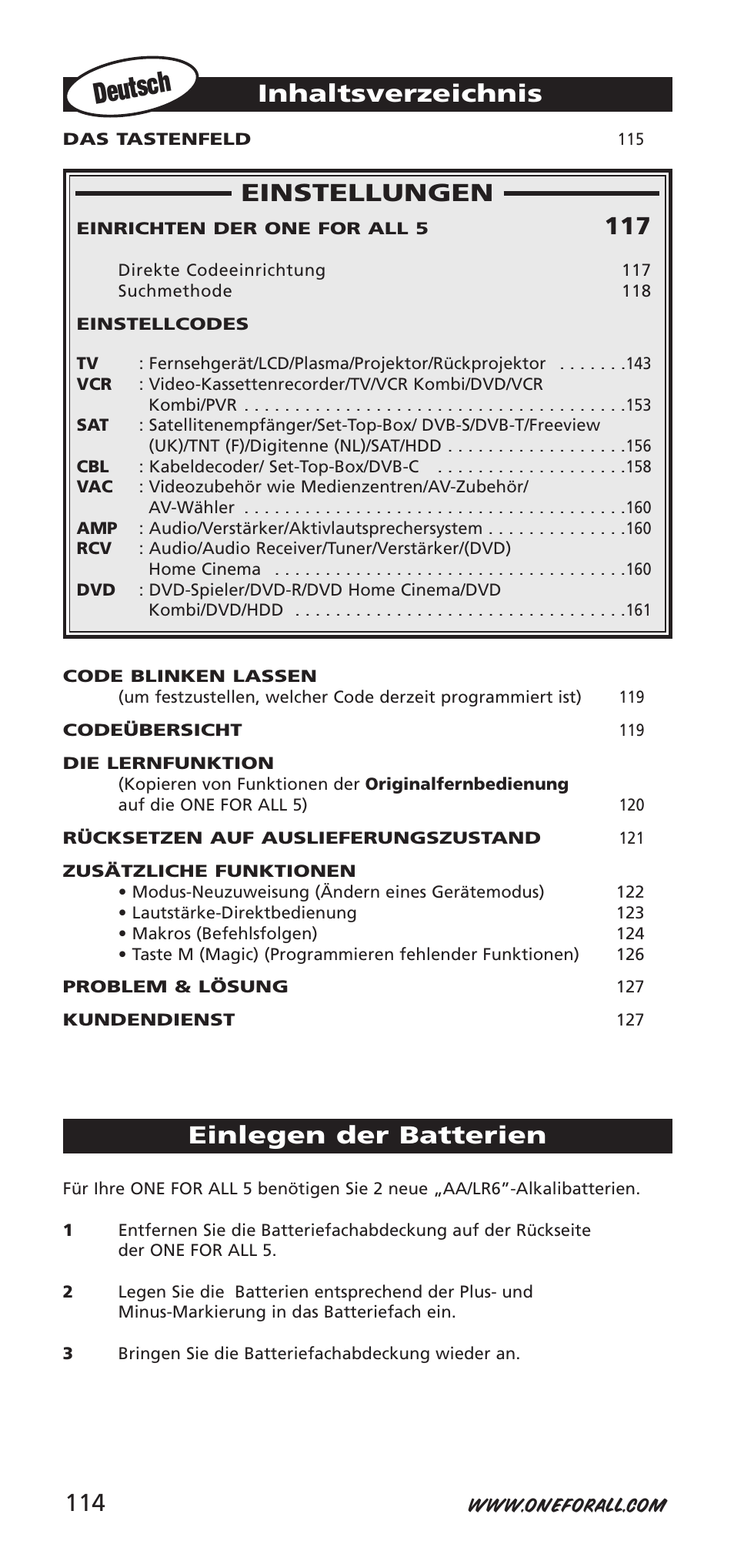 One for All 704918 User Manual | Page 114 / 168