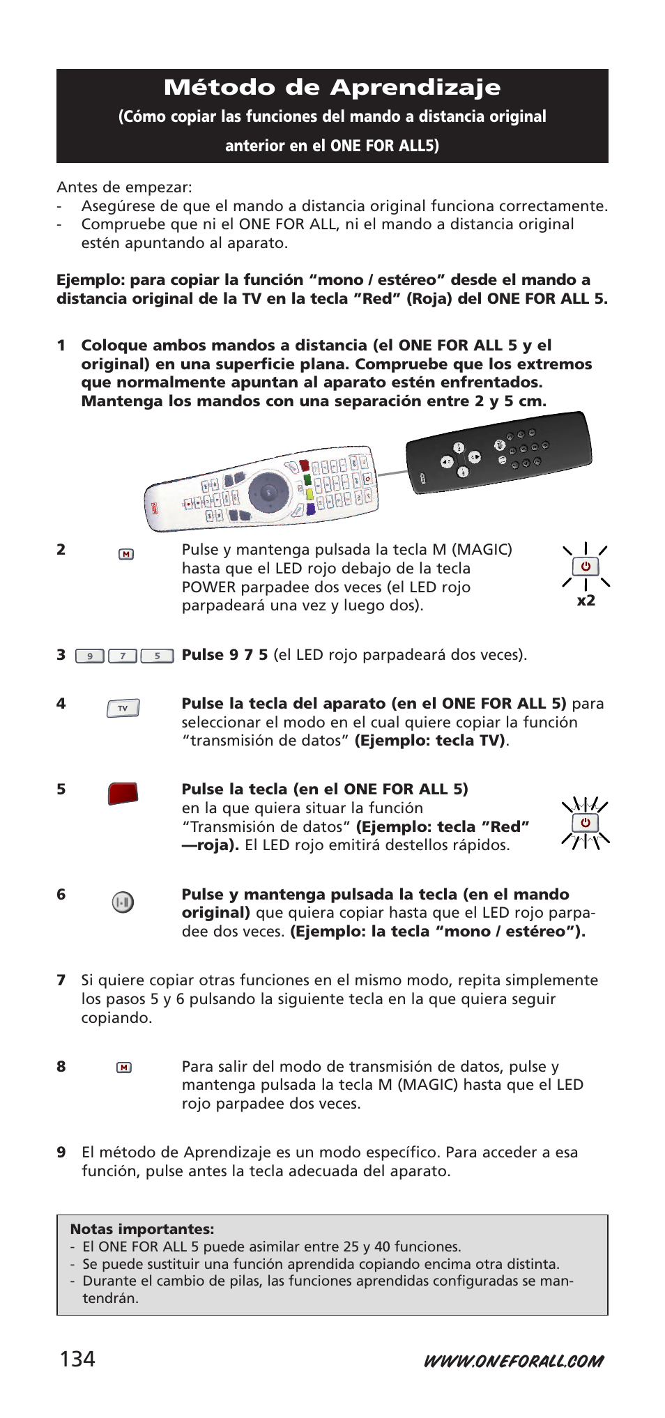 Método de aprendizaje | One for All 704918 User Manual | Page 134 / 168