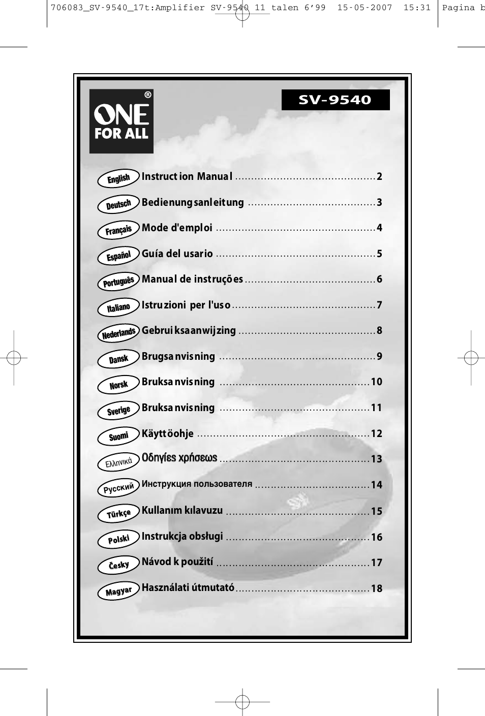 One for All SV-9540 User Manual | 26 pages