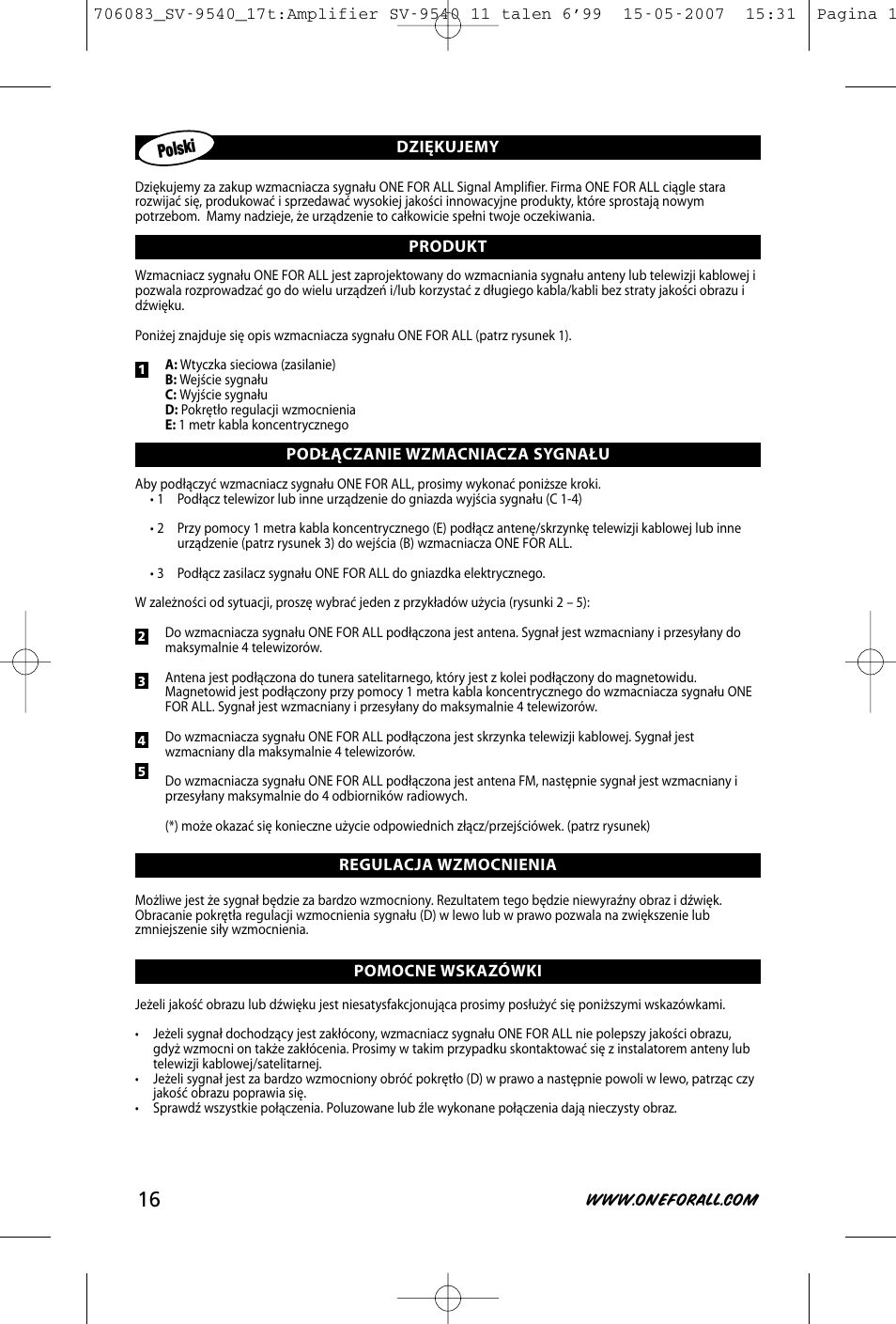 One for All SV-9540 User Manual | Page 18 / 26