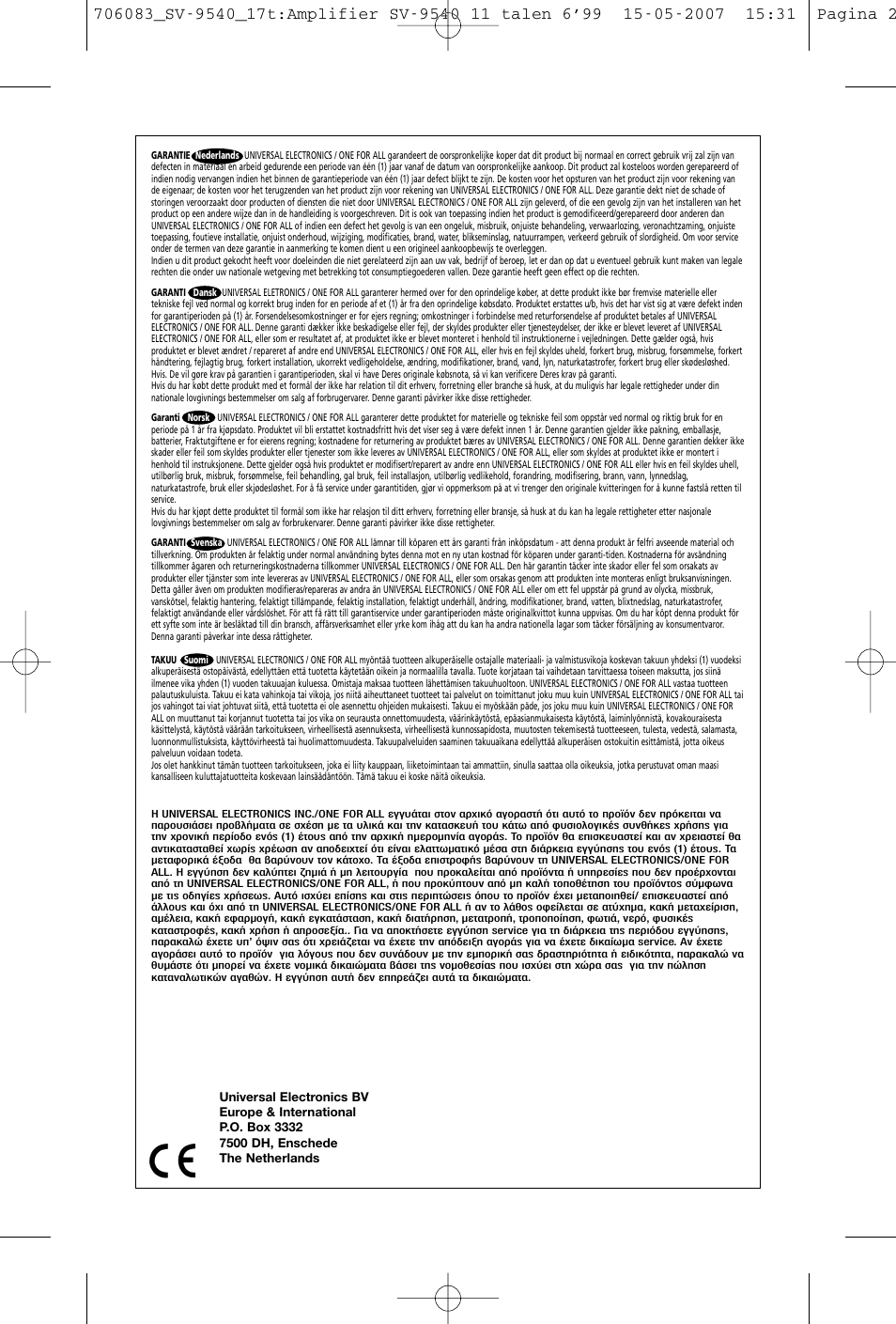 One for All SV-9540 User Manual | Page 25 / 26