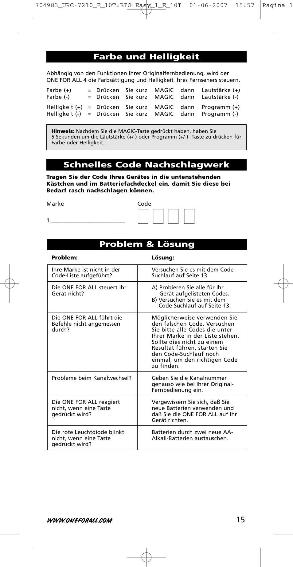 One for All URC-7210 User Manual | Page 15 / 86