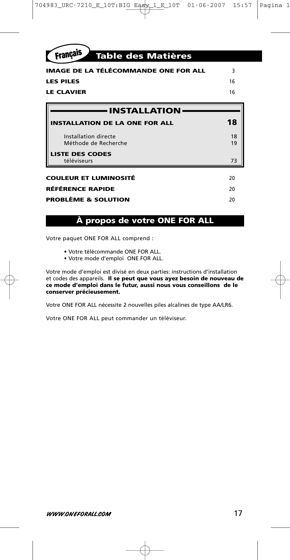 One for All URC-7210 User Manual | Page 17 / 86