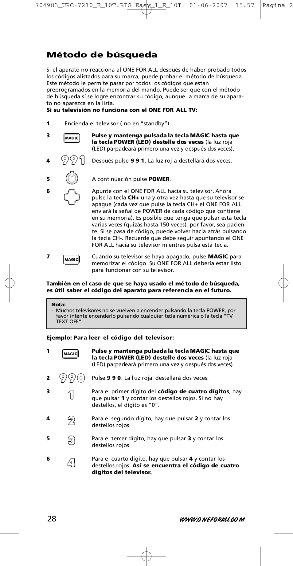 Método de búsqueda | One for All URC-7210 User Manual | Page 28 / 86