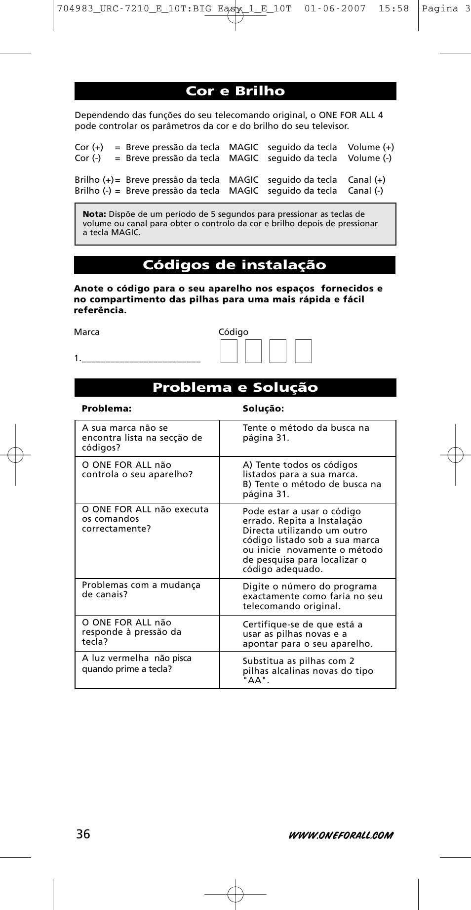 One for All URC-7210 User Manual | Page 36 / 86