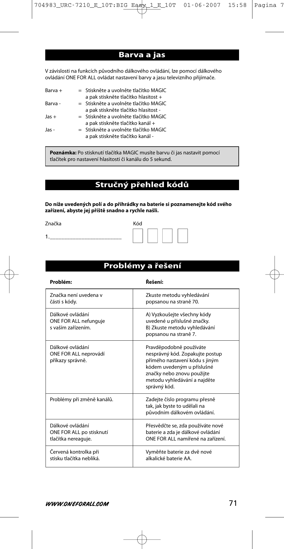 One for All URC-7210 User Manual | Page 71 / 86