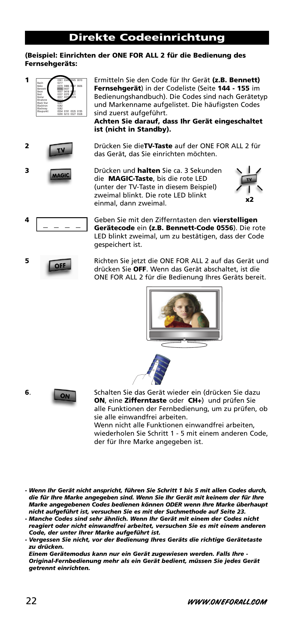 Direkte codeeinrichtung | One for All URC-3720 User Manual | Page 22 / 166