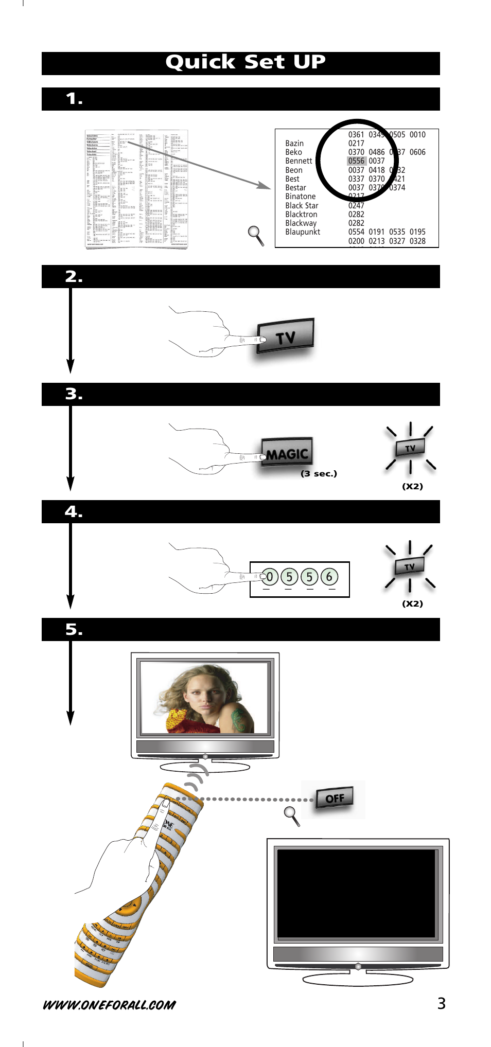 Quick set up | One for All URC-3720 User Manual | Page 3 / 166