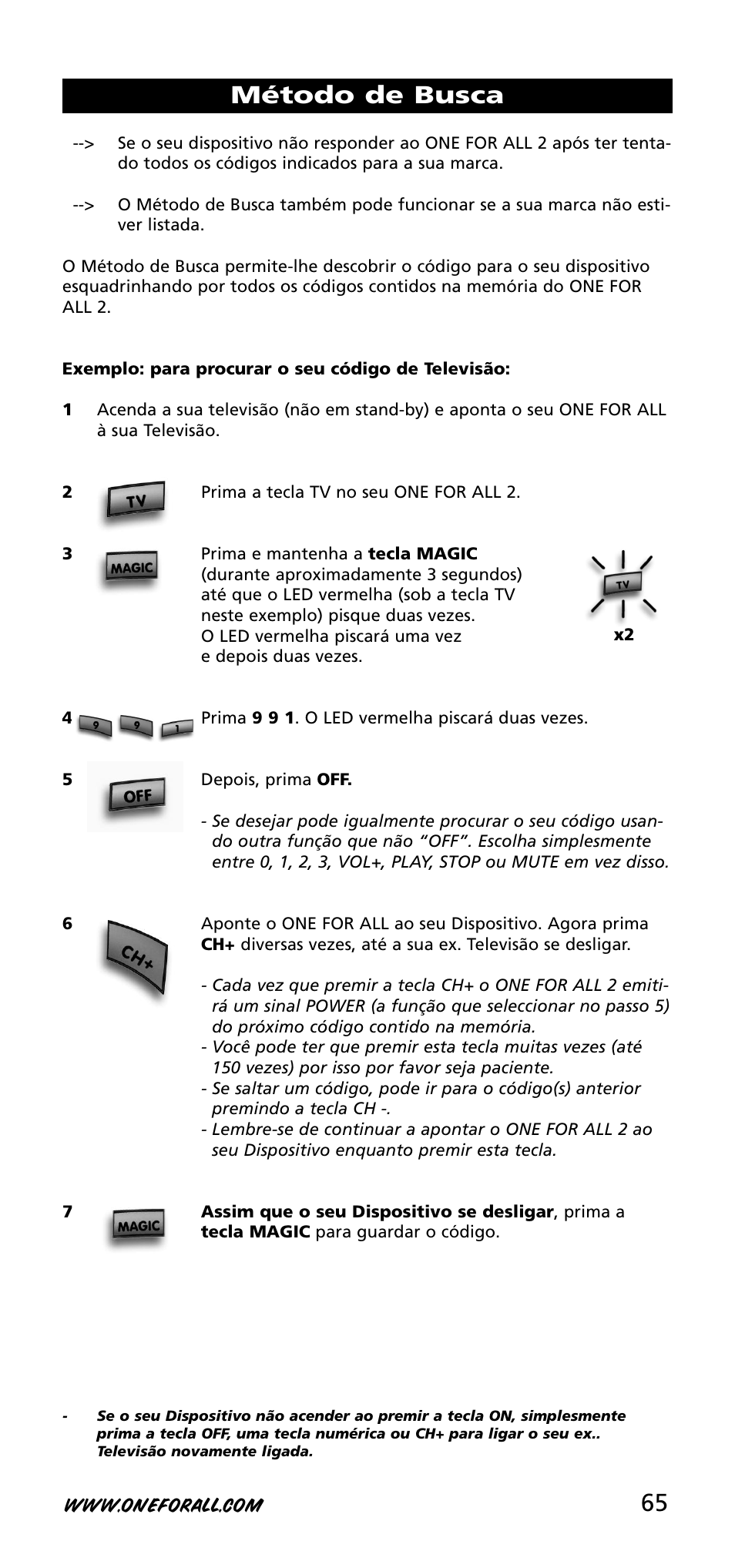 Método de busca | One for All URC-3720 User Manual | Page 65 / 166