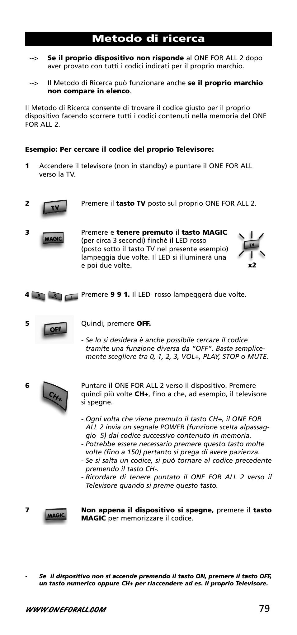 Metodo di ricerca | One for All URC-3720 User Manual | Page 79 / 166