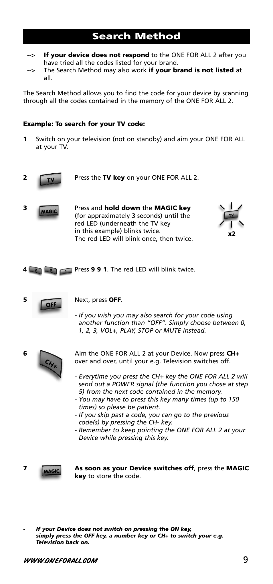 Search method | One for All URC-3720 User Manual | Page 9 / 166