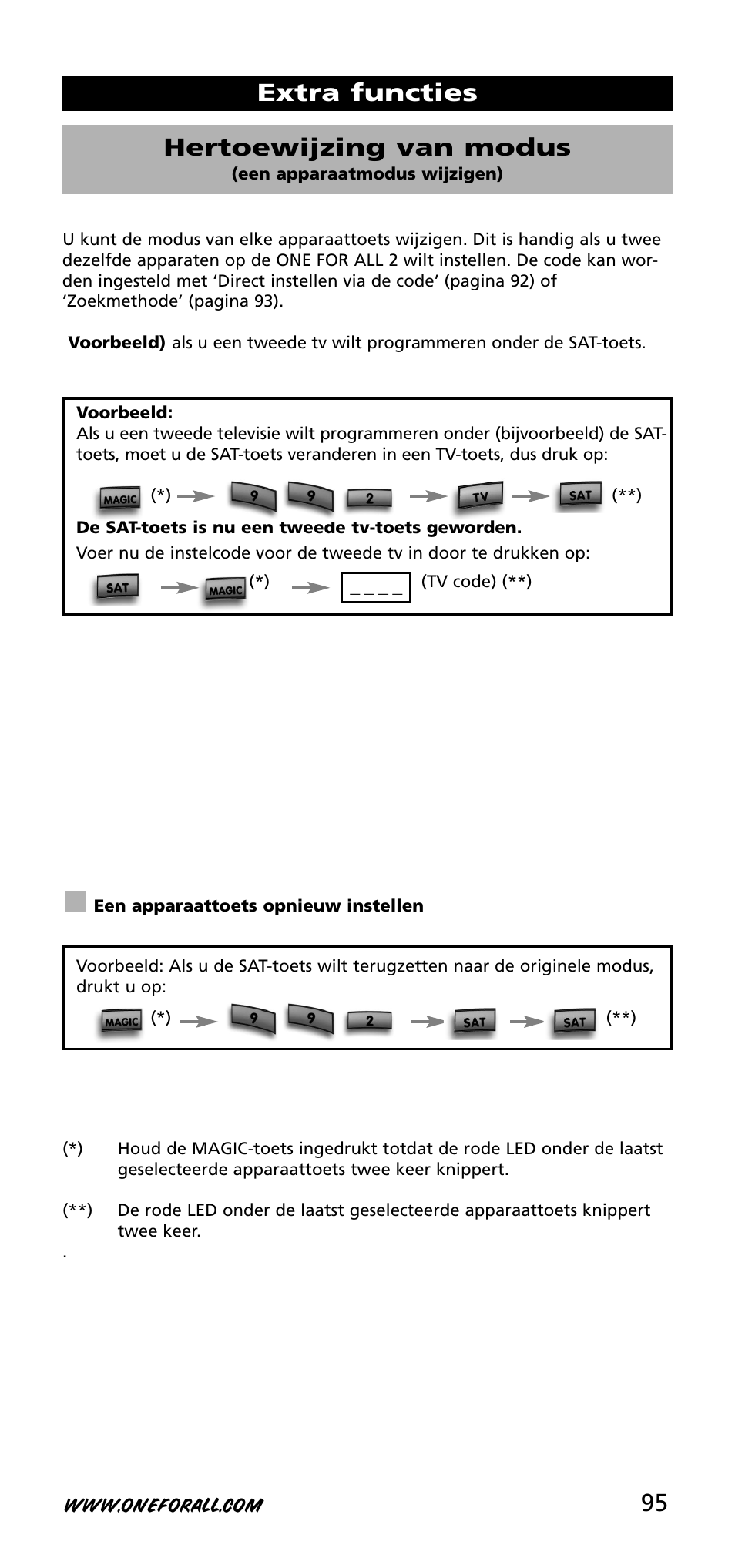 Extra functies hertoewijzing van modus | One for All URC-3720 User Manual | Page 95 / 166