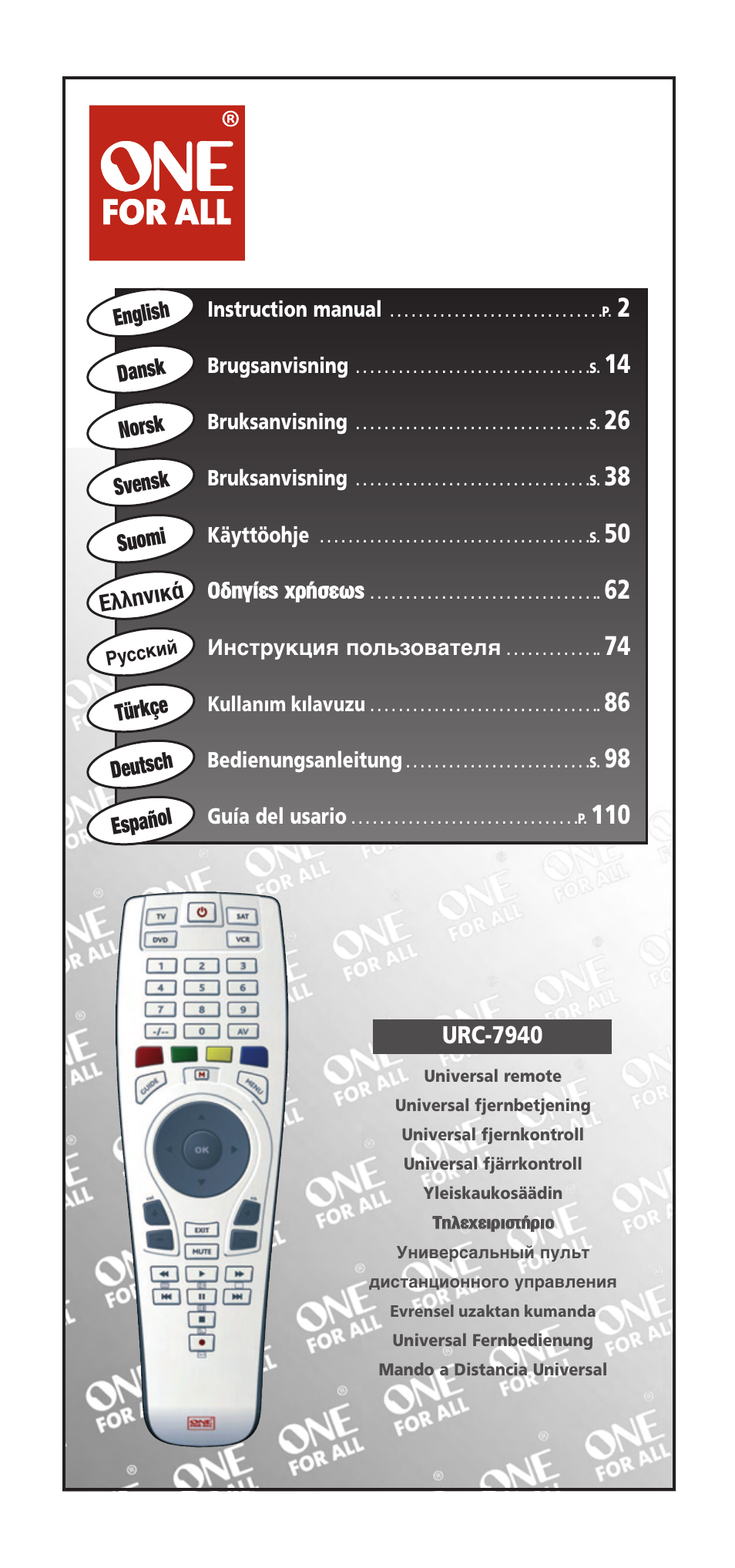 One for All URC-7940 User Manual | 148 pages