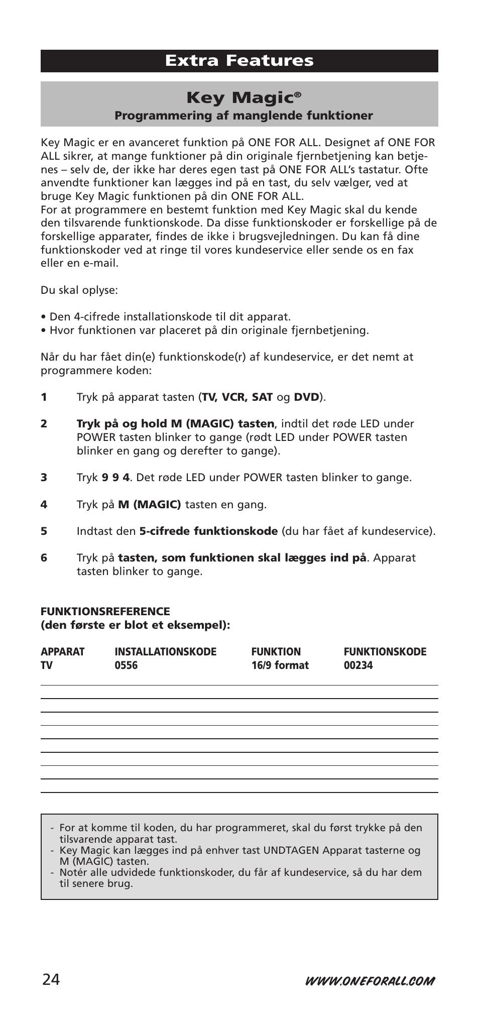 Key magic, Extra features | One for All URC-7940 User Manual | Page 24 / 148