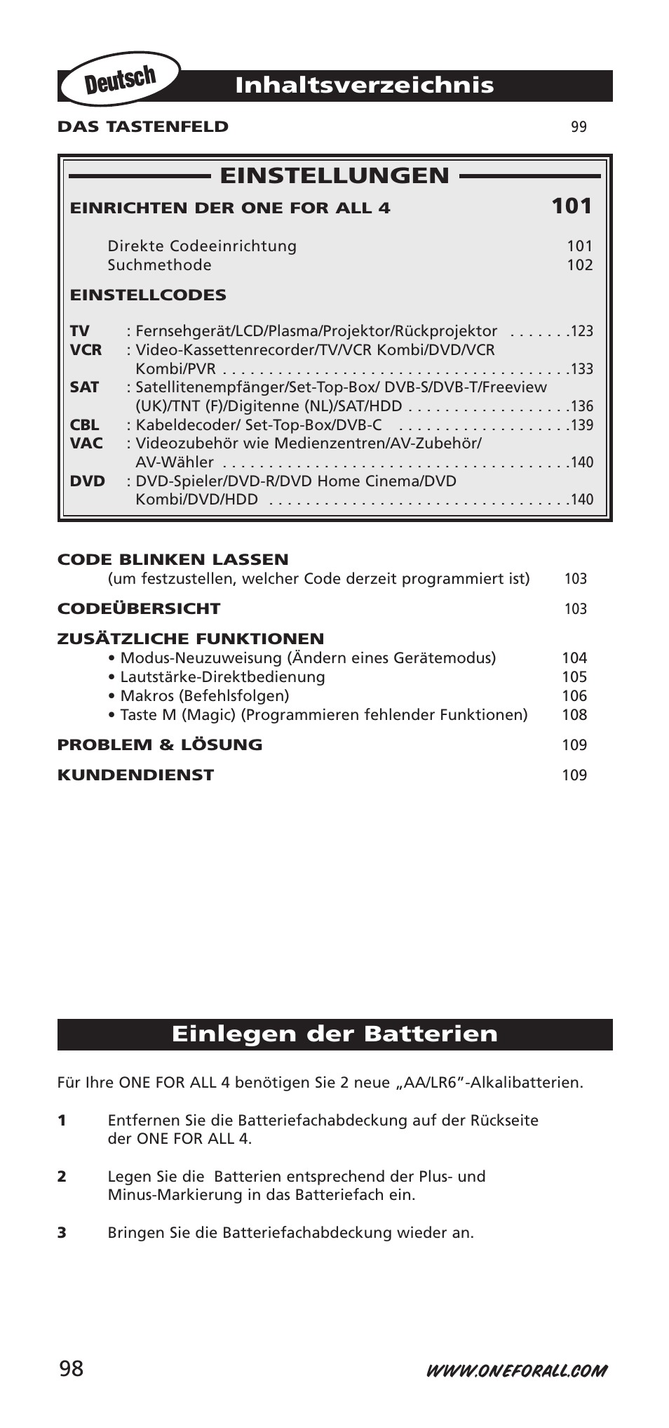 One for All URC-7940 User Manual | Page 98 / 148