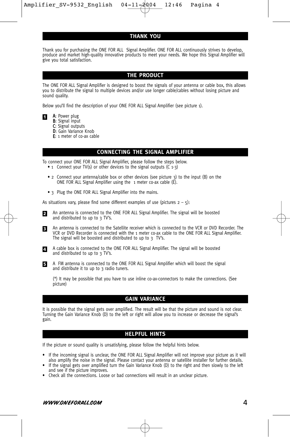 One for All SV-9532 User Manual | Page 3 / 4