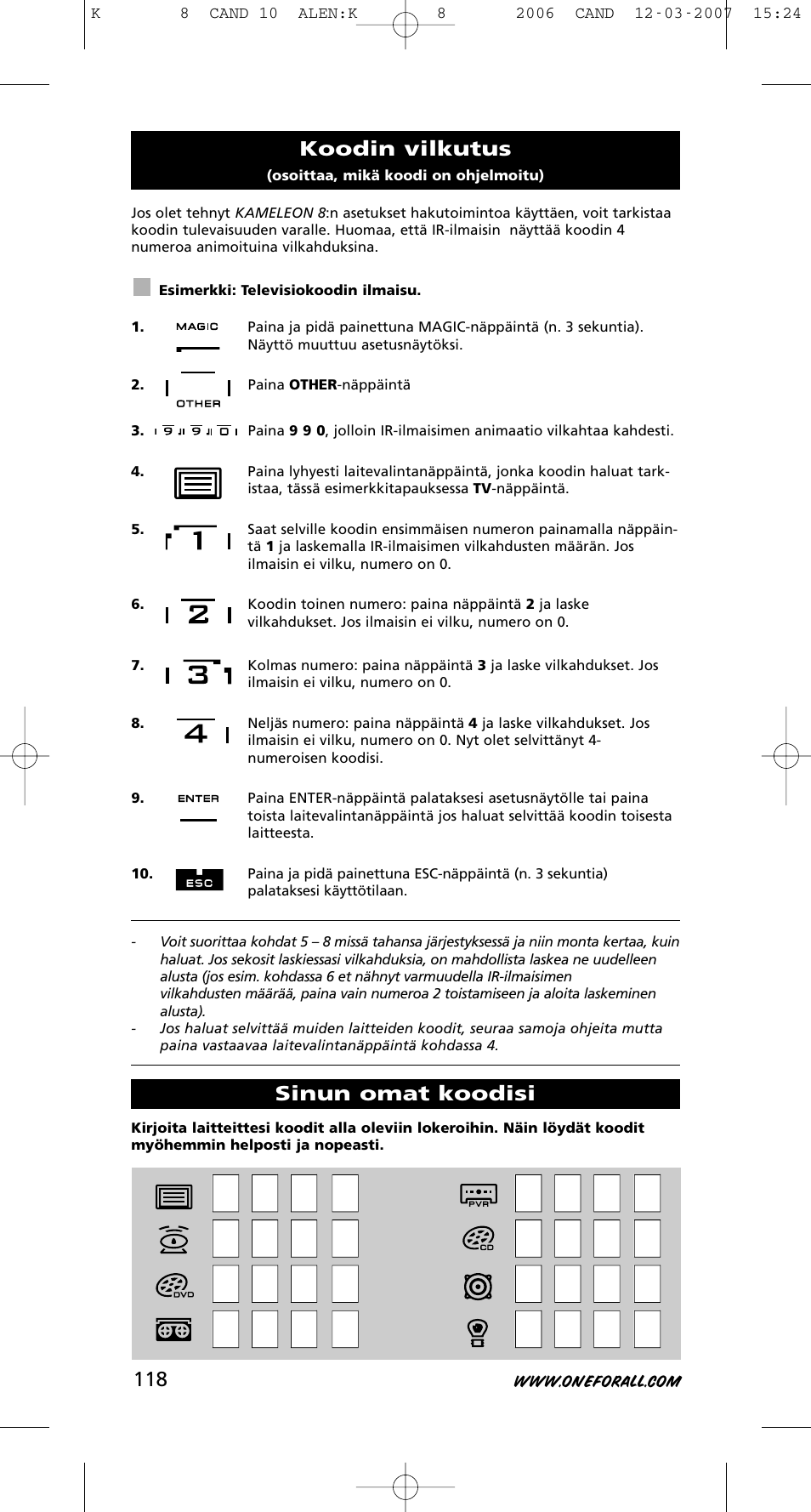 One for All KAMELEON URC-8308 User Manual | Page 119 / 293