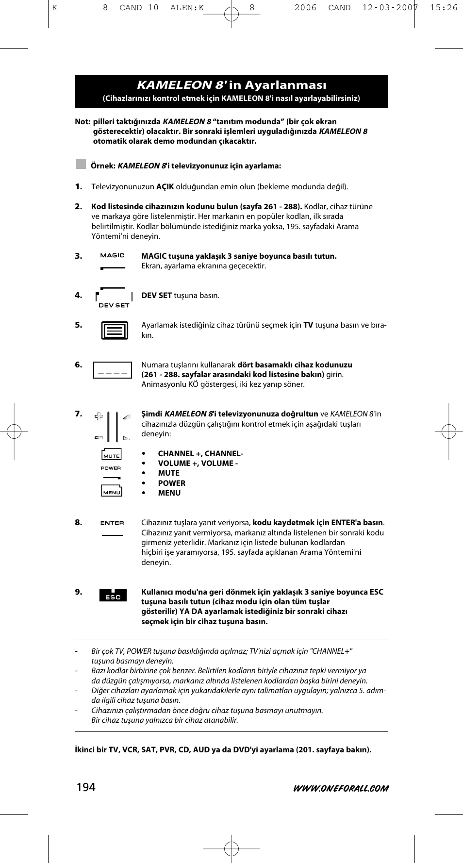 Kameleon 8 | One for All KAMELEON URC-8308 User Manual | Page 195 / 293