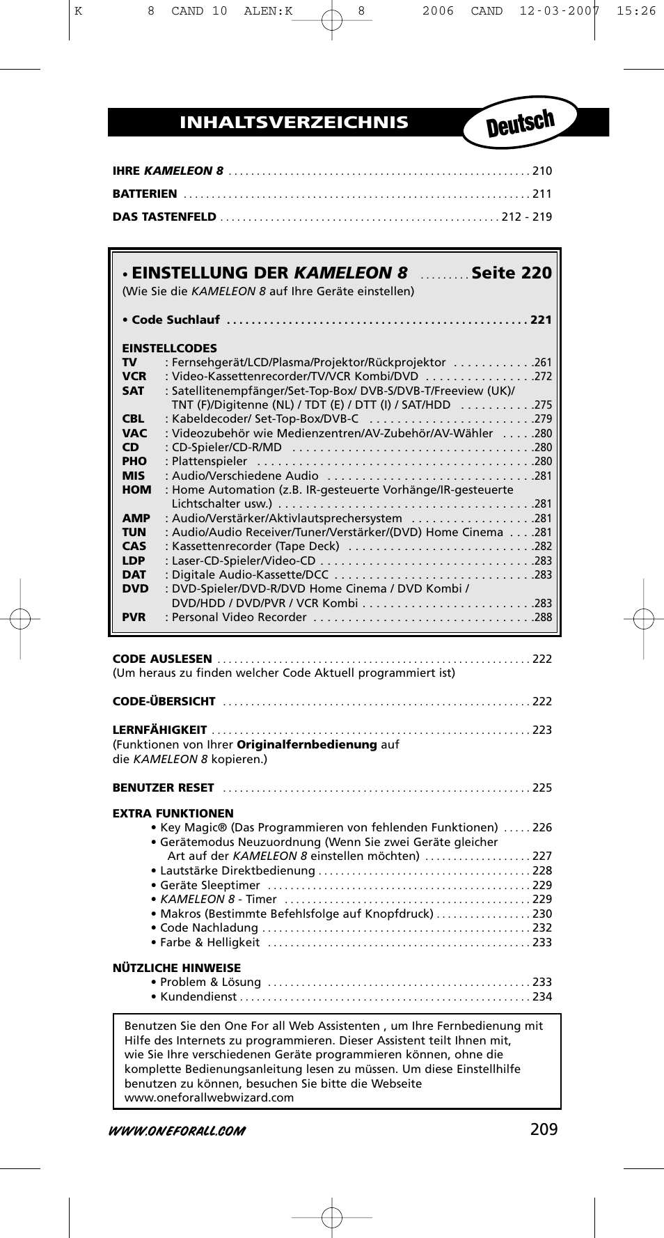 One for All KAMELEON URC-8308 User Manual | Page 210 / 293