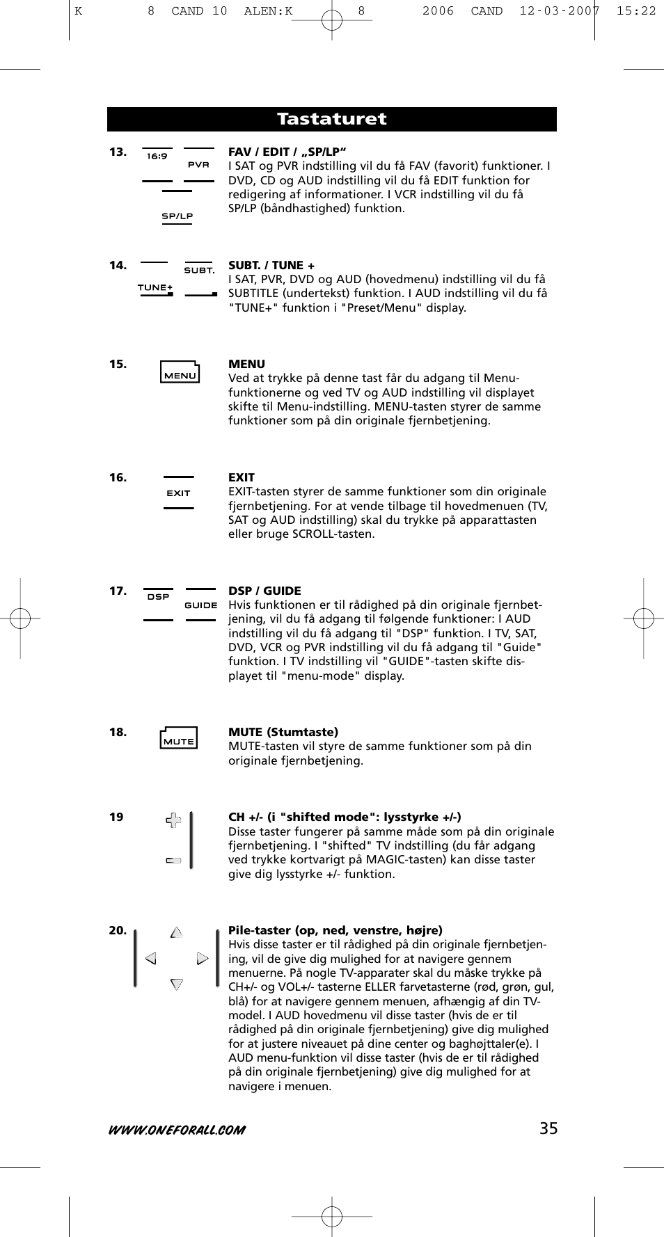35 tastaturet | One for All KAMELEON URC-8308 User Manual | Page 36 / 293