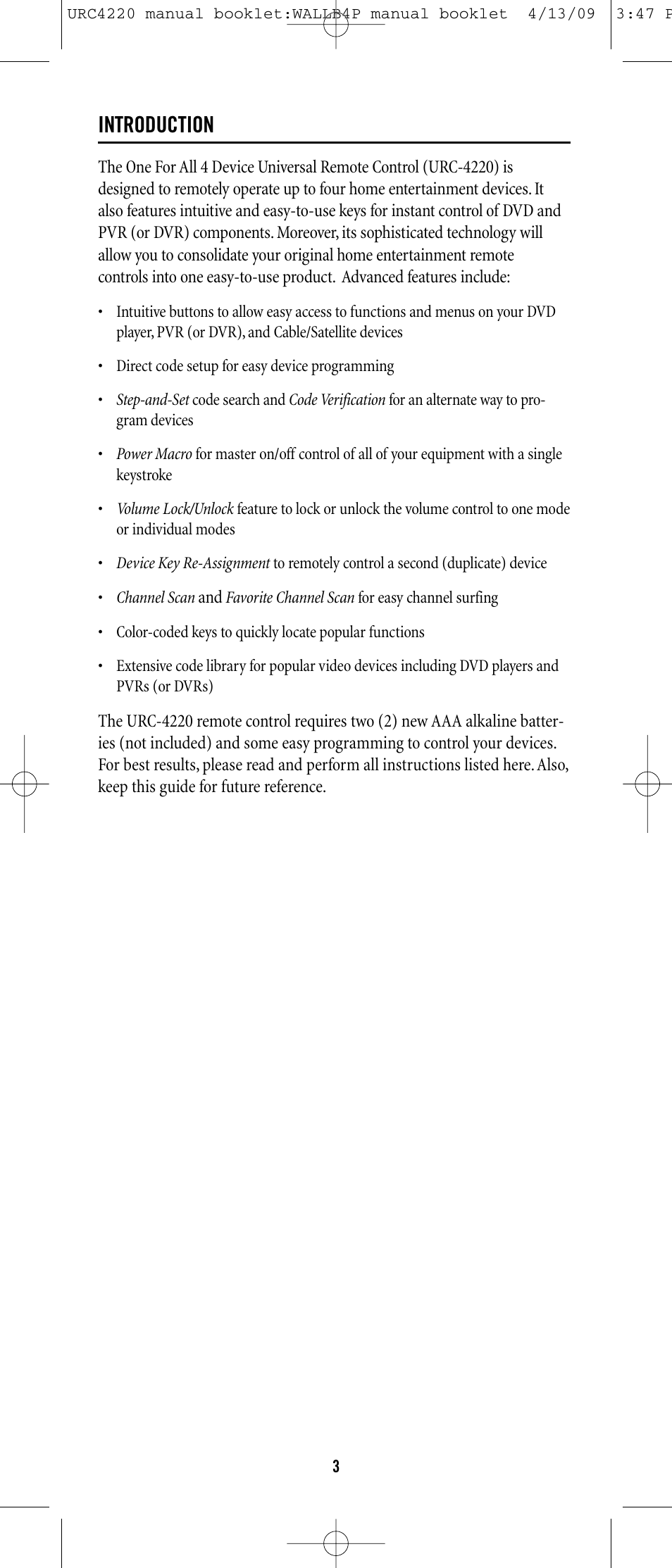 Introduction | One for All URC-6131 User Manual | Page 2 / 40