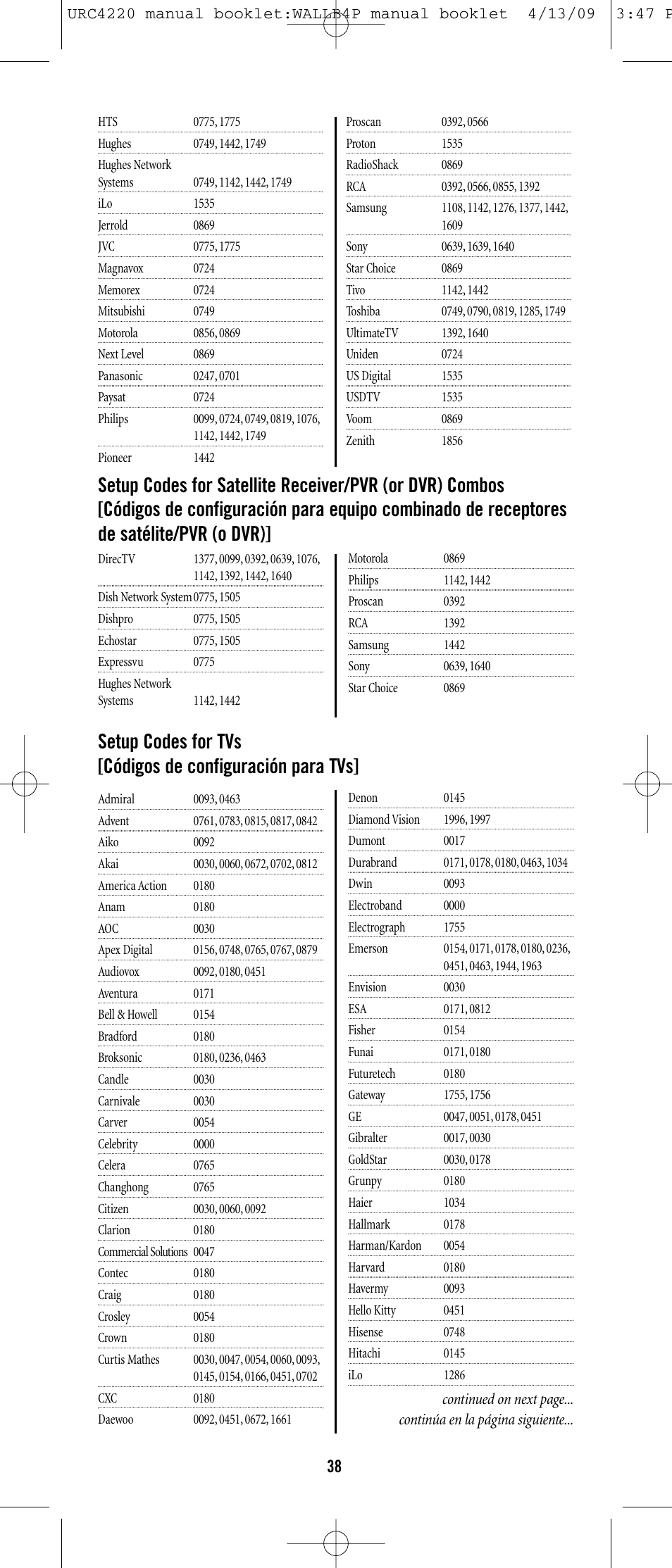 One for All URC-6131 User Manual | Page 37 / 40