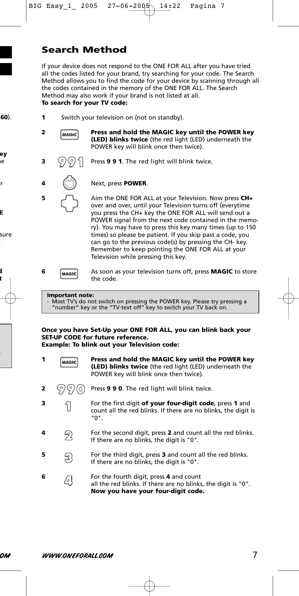 Search method | One for All Univeral Remote User Manual | Page 7 / 17