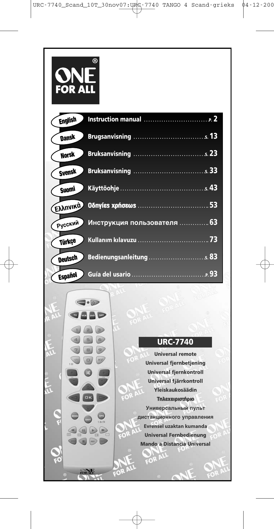 One for All URC-7740 User Manual | 118 pages