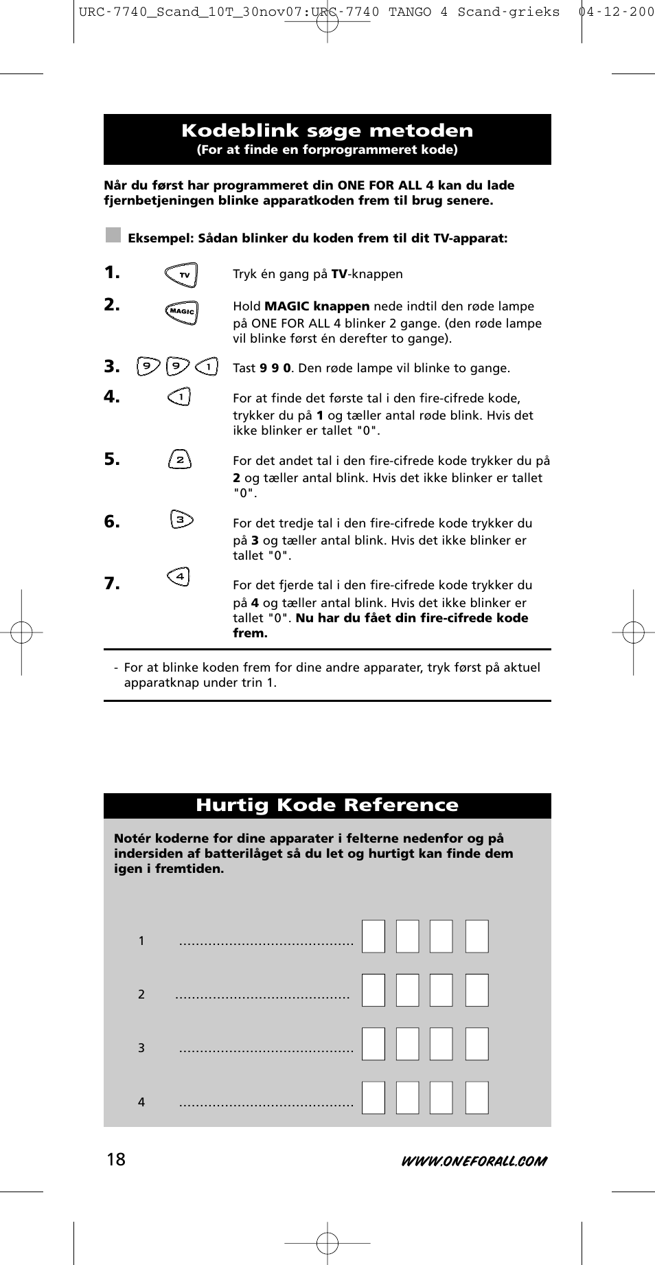 One for All URC-7740 User Manual | Page 18 / 118