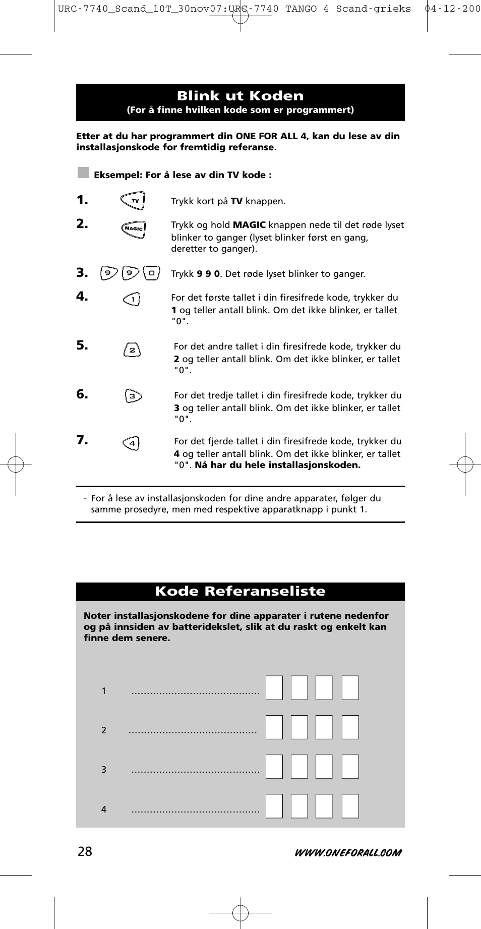 One for All URC-7740 User Manual | Page 28 / 118