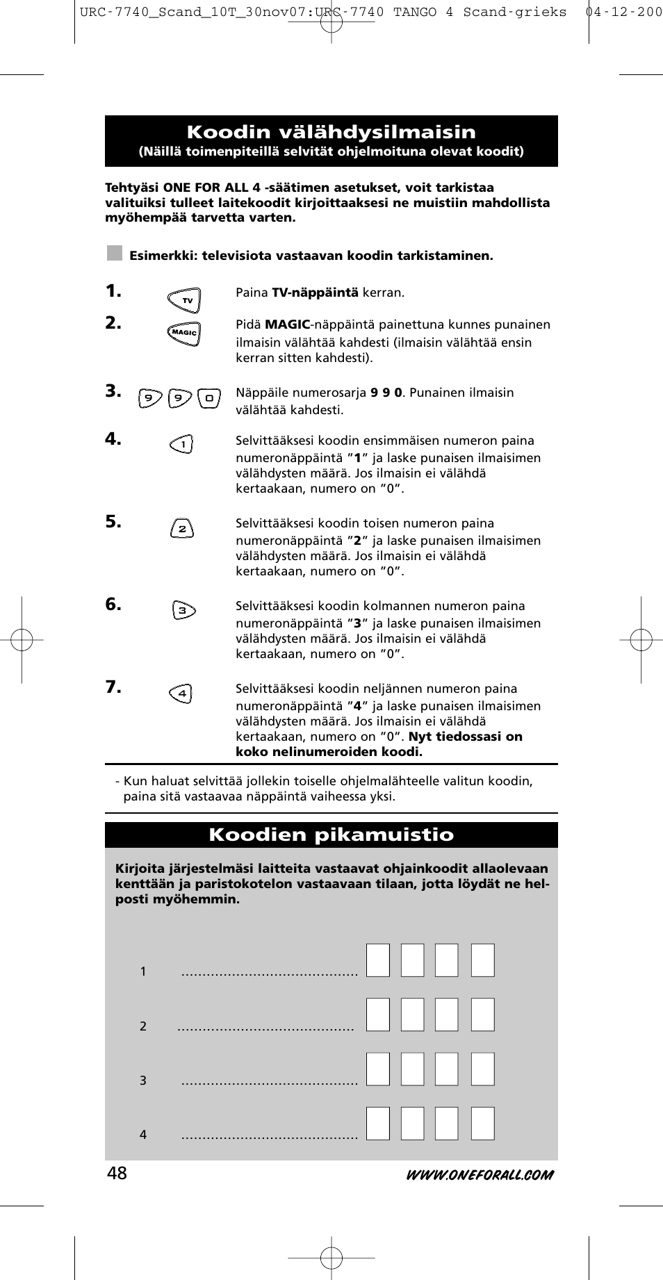 One for All URC-7740 User Manual | Page 48 / 118