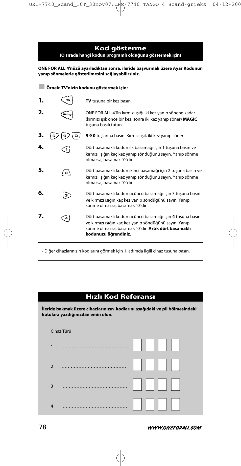 One for All URC-7740 User Manual | Page 78 / 118