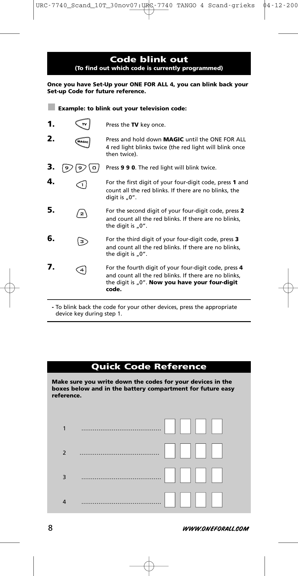 One for All URC-7740 User Manual | Page 8 / 118