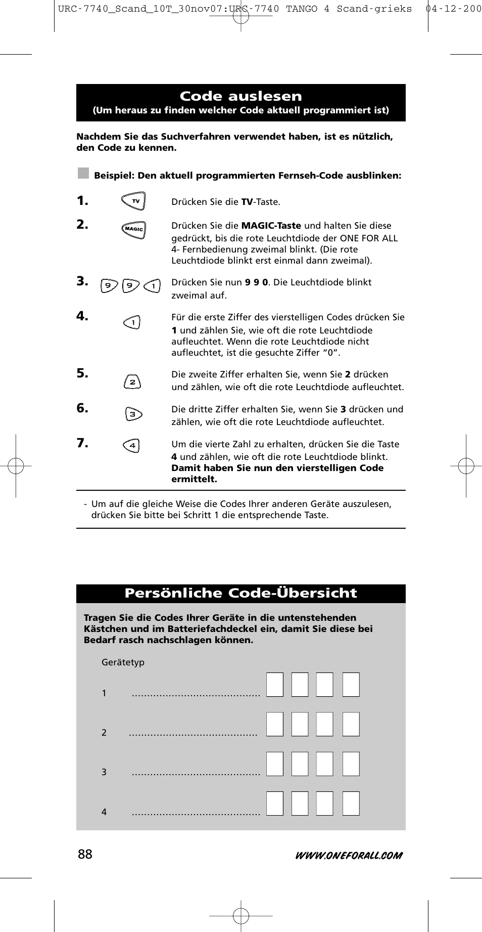 One for All URC-7740 User Manual | Page 88 / 118