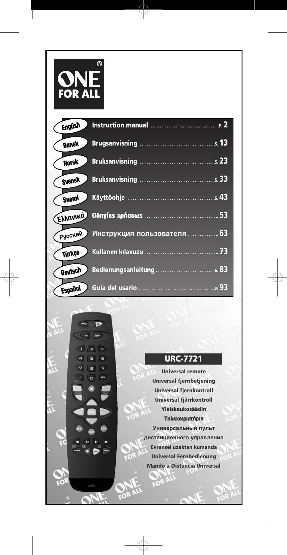 One for All URC-7721 User Manual | 116 pages