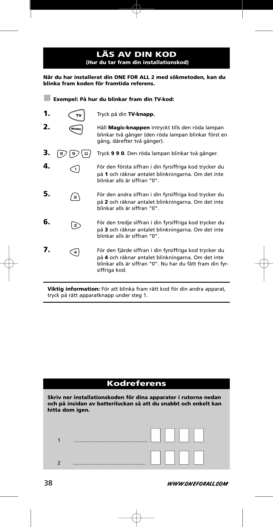 One for All URC-7721 User Manual | Page 38 / 116