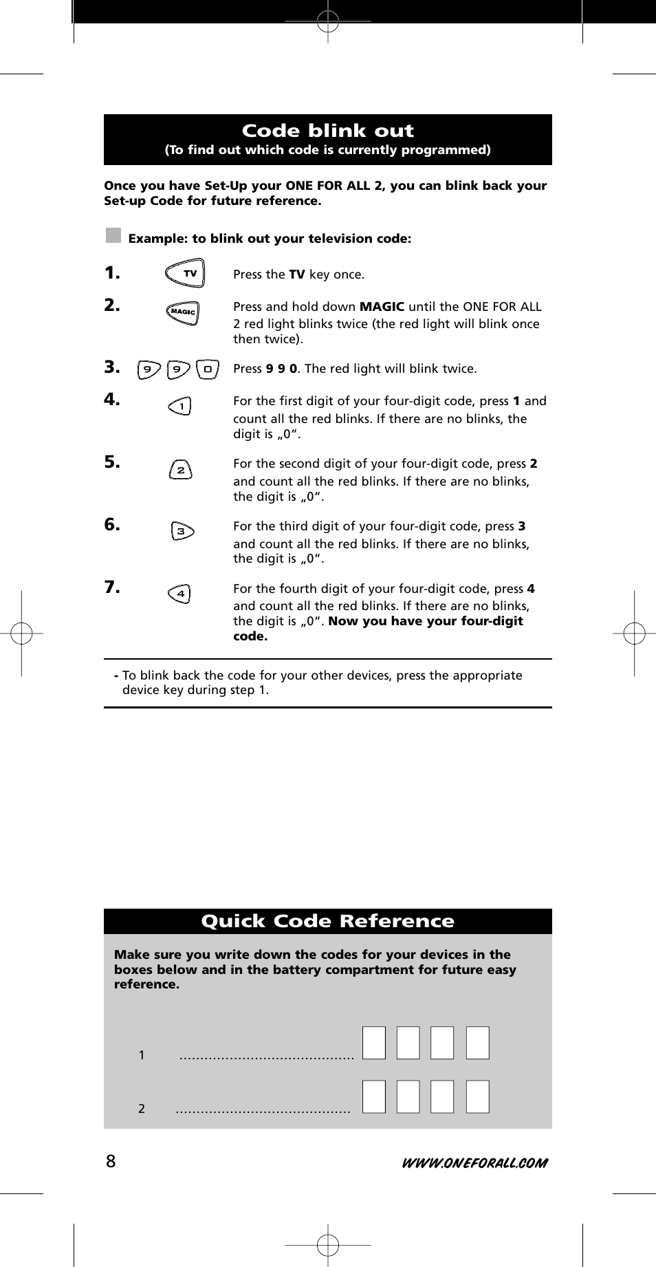 One for All URC-7721 User Manual | Page 8 / 116