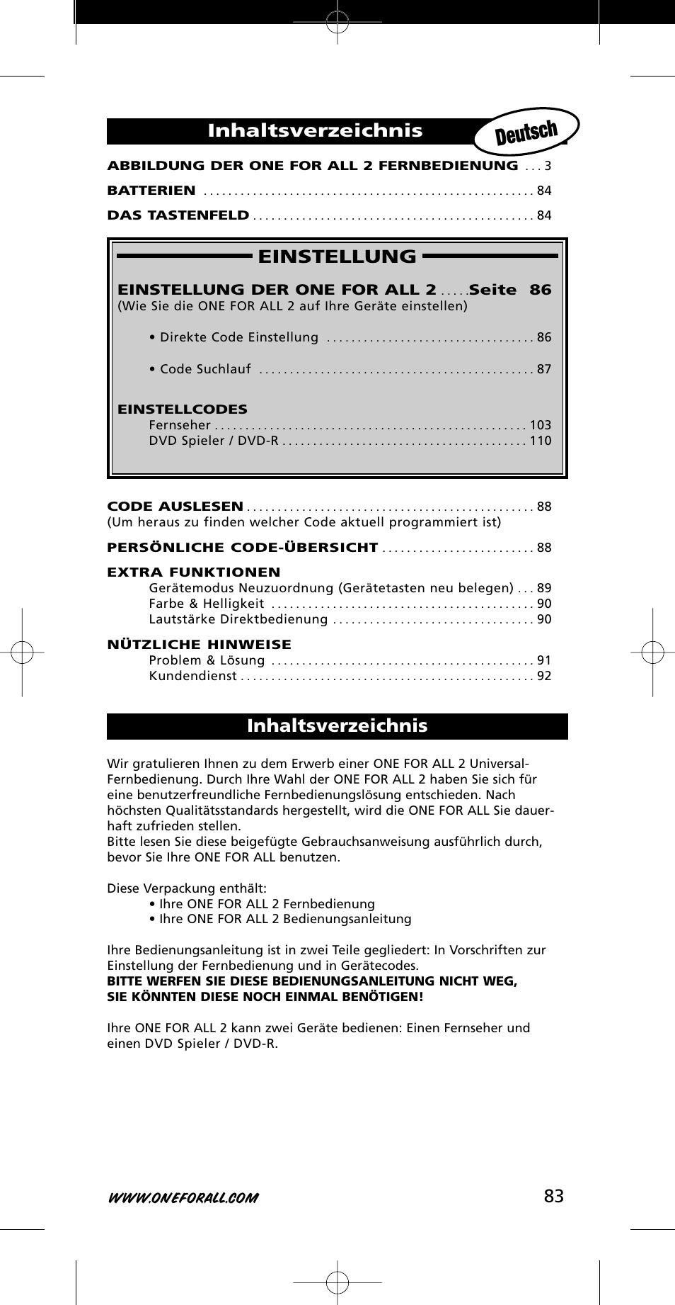 One for All URC-7721 User Manual | Page 83 / 116