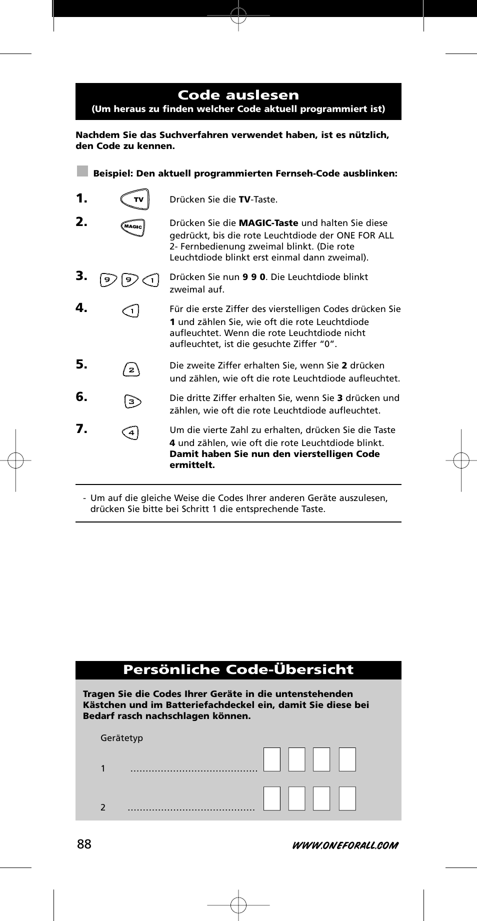 One for All URC-7721 User Manual | Page 88 / 116