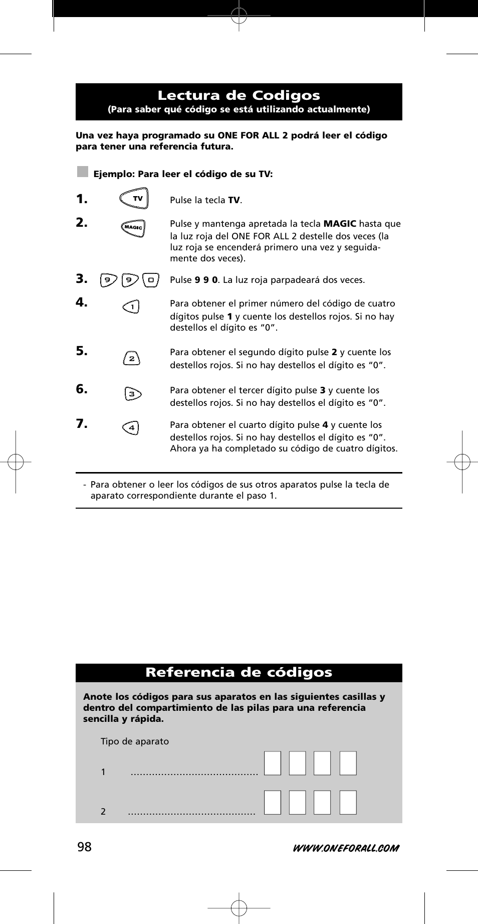 One for All URC-7721 User Manual | Page 98 / 116