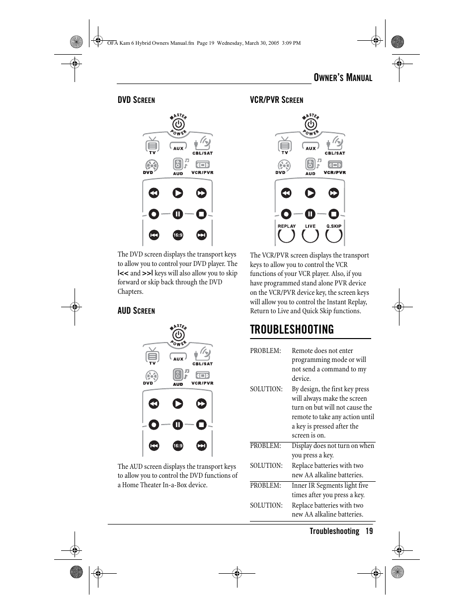 Troubleshooting | One for All Kameleon URC-6690 User Manual | Page 21 / 44