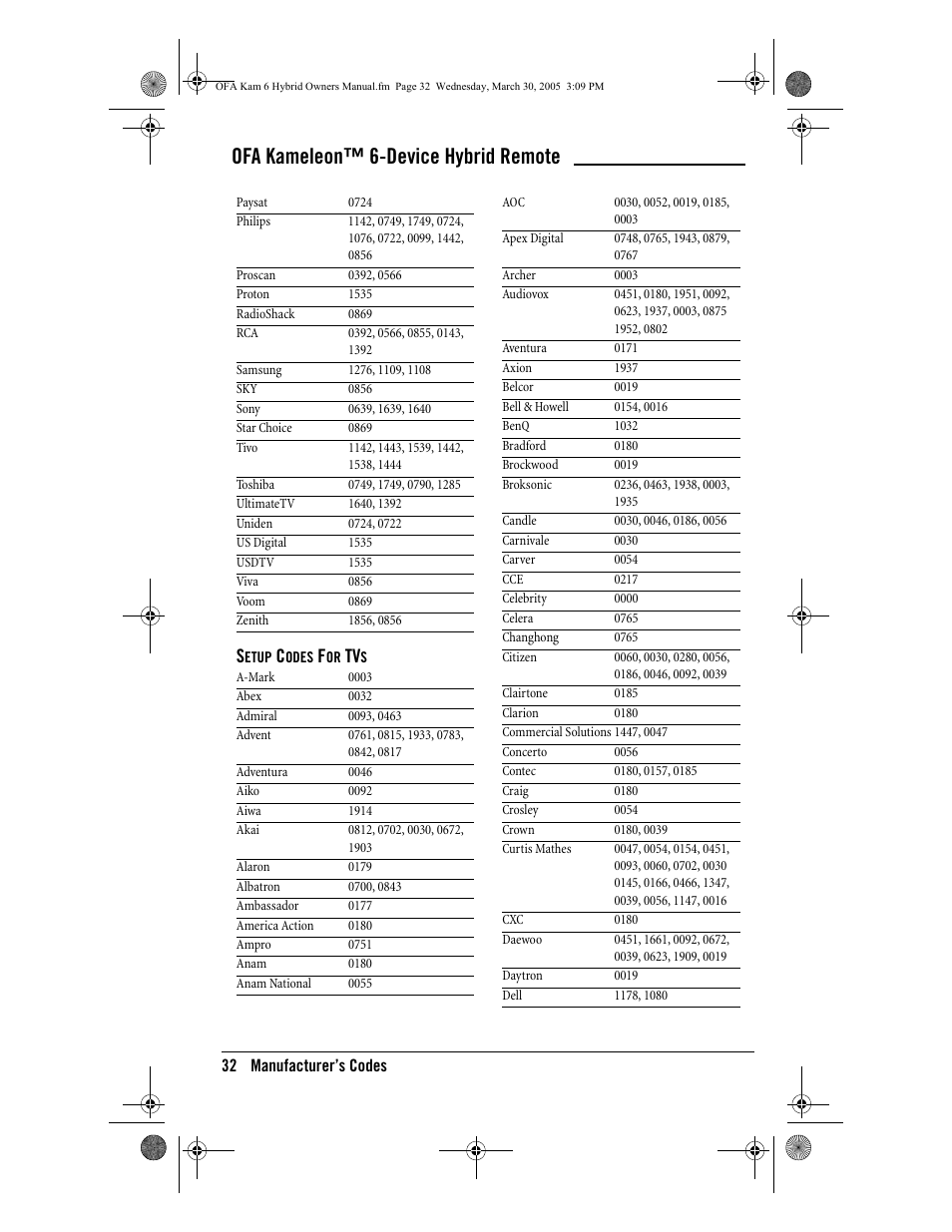 Ofa kameleon™ 6-device hybrid remote | One for All Kameleon URC-6690 User Manual | Page 34 / 44