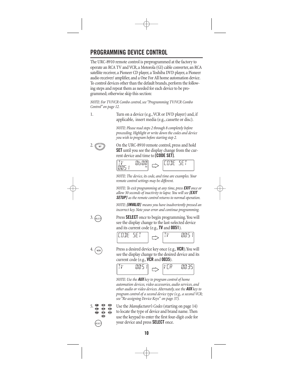 Programming device control | One for All (URC-8910) User Manual | Page 10 / 77