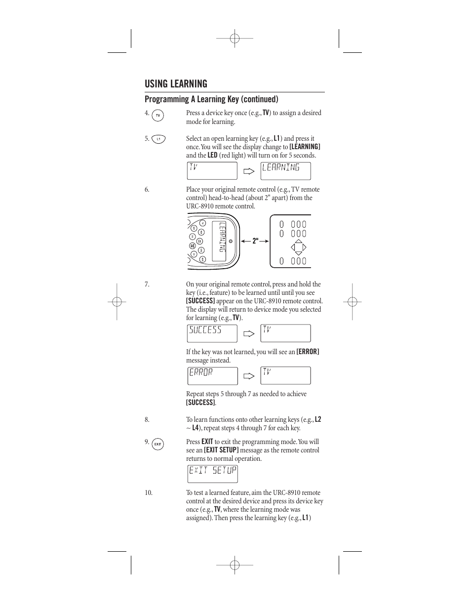 Using learning | One for All (URC-8910) User Manual | Page 17 / 77