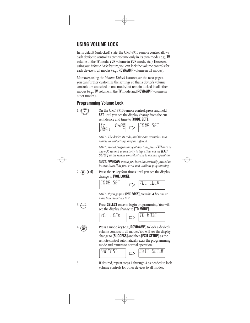 Using volume lock | One for All (URC-8910) User Manual | Page 19 / 77