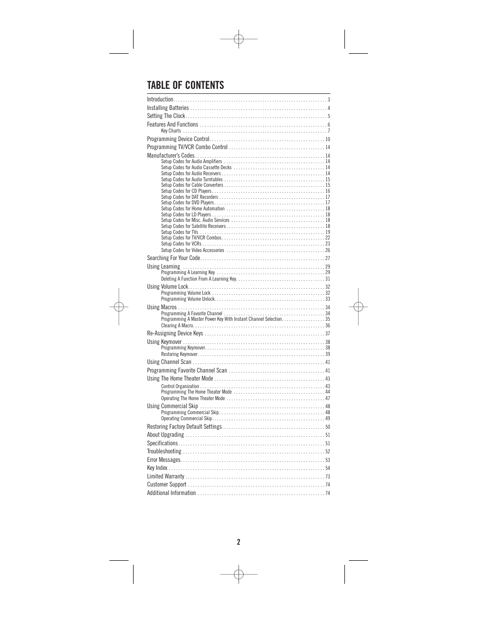 One for All (URC-8910) User Manual | Page 2 / 77