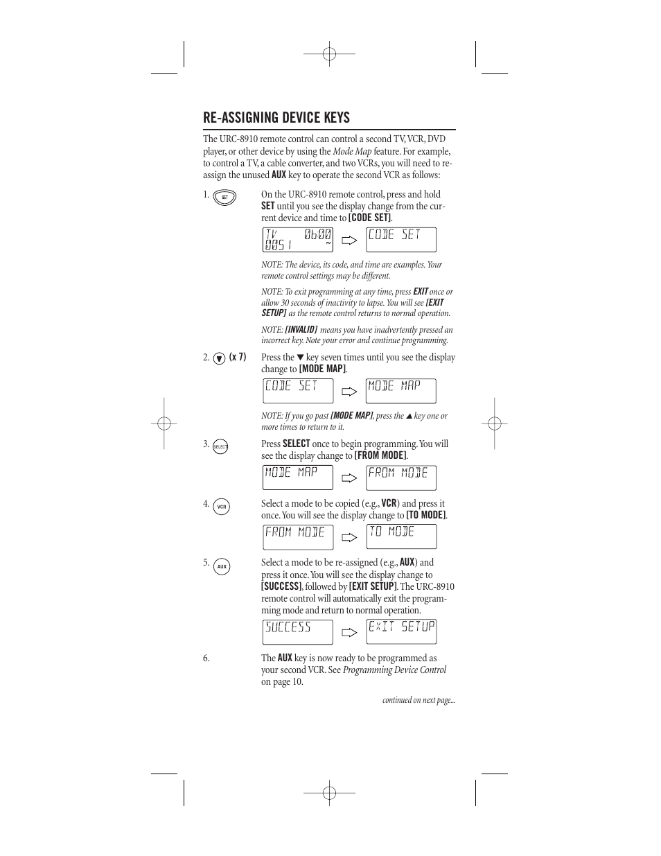 Re-assigning device keys | One for All (URC-8910) User Manual | Page 24 / 77